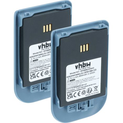 vhbw 2x Akku Ersatz für Alcatel 3BN78404AA, WH1-EABA/1A1, 0480468 für schnurlos Festnetz Telefon (900 mAh, 3,7 V, Li-Ion) Blau Grau