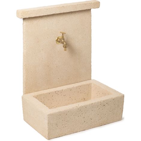 Fontaine murale en pierre bouchardée L.62xH.93xP.36 cm - RO'MA NATURE