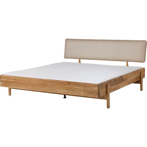 Bett Eiche 180x200x94 natur geölt, Kopfteil beige KIEL 103