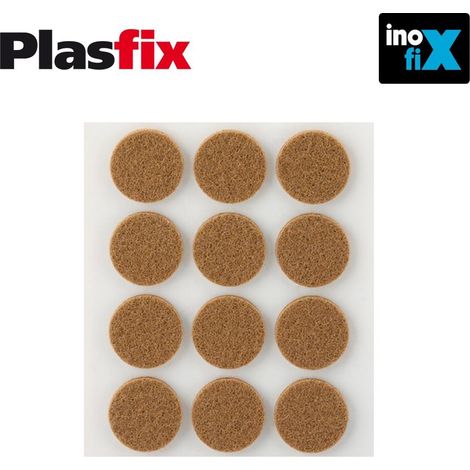 Confezione da 12 feltri adesivi sintetici marroni Ø22mm Plasfix INOFIX