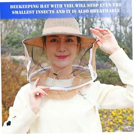Chapeau d'apiculture avec voile - Anti moustique tête d'apiculteur Masque facial machine à chapeau (1/4)