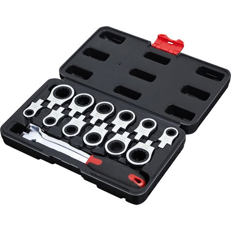 Juego de llaves de carraca, juego de llaves de carraca intercambiables 12 en 1, juego de llaves combinadas de 8-19 mm, adecuado para uso automotriz y mecánico, kit de llaves flexible, herramientas de (1/5)