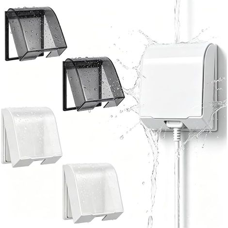 4 Pièces Cache Prise Electrique, Cache-Prise Murale, Couvercle de Protection pour Prise Murale et Interrupteur, Boîtier de Sécurité pour Salle de Bain, Cuisine et Extérieur (1/5)