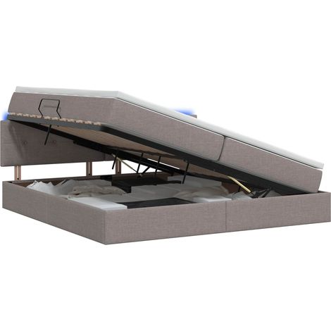 Maison Exclusive - Letto con contenitore LED e materasso Tortora 200 x 200 cm (1/5)