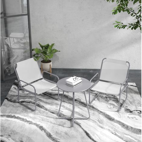 Silla jardín con mesa bistró de acero gris OKMYHOME (1/3)