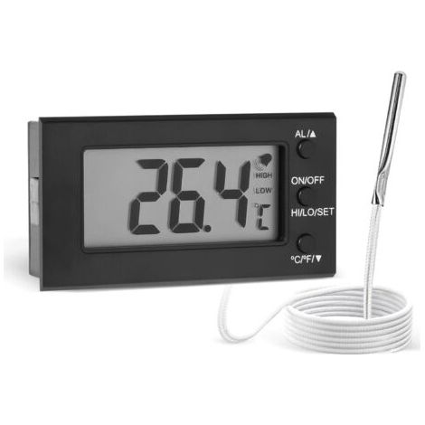 BUNTHAUS Thermomètre numérique pour four – Plage de -50 °C à 300 °C – Sonde en acier inoxydable avec câble 1m – Écran LCD avec alarme haute/basse