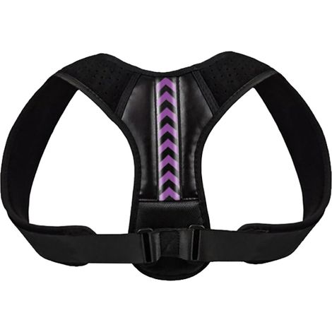 Correcteur de posture ajustable, soutien souple et respirant pour le haut du dos, orthèse de redressement pour usage quotidien, noir et violet, taille XL (1/5)