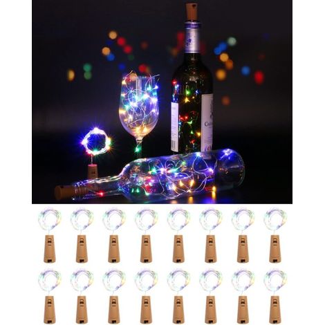Guirlande lumineuse pour bouteilles LED, 2 m 20 guirlandes lumineuses pour bouteilles LED étanche, adaptée pour Noël, fête, mariage, jardin [16 pièces en couleur]