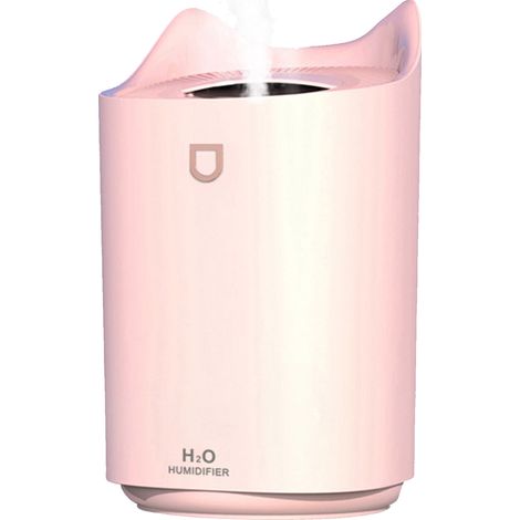 2-Liter-USB-Luftbefeuchter, multifunktionaler Feinnebelzerstäuber, intensive Befeuchtung, Ambientebeleuchtung fürs Büro, Rosa (1/5)