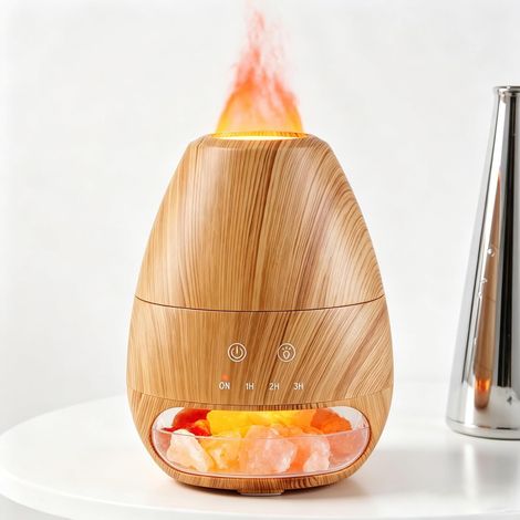 Diffuseur d'huiles Essentielles avec Lumière Effet Flamme et Lampe de Sel de l'Himalaya Humidificateur Ultrasonique Diffuseur d'aromathérapie Arrêt Automatique pour la Maison Bureau Cadeau (1/5)