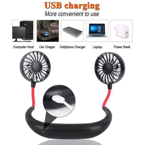 Ventilateur personnel - - Mini ventilateur - Rechargeable par USB - Design casque - Noir (1/5)