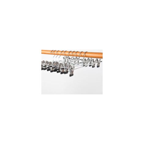 Metallene Kleiderbügel mit Clips für Hosen und Röcke, 10er-Set, Chrom - Crezuo