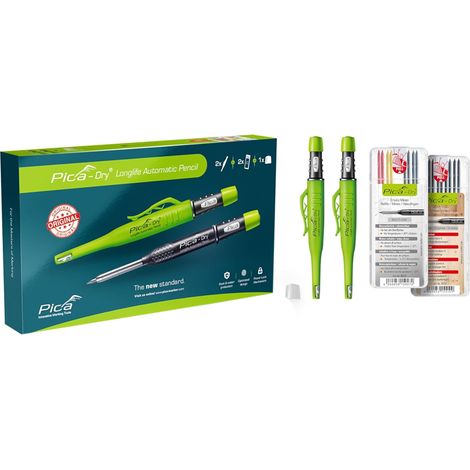 Boîte Pica Dry avec 2 mines rechargeables – Marquage sur surfaces sèches et humides – Effaçable avec chiffon – Précision de traçage – Pica Marker (1/5)