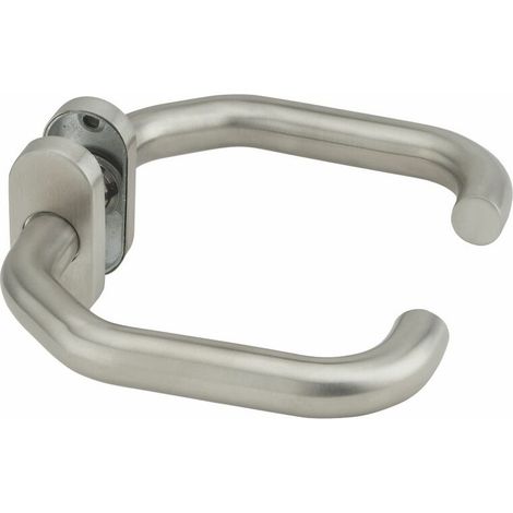 Paire de béquilles pour porte, carré 7mm, aspect inox - (1/2)