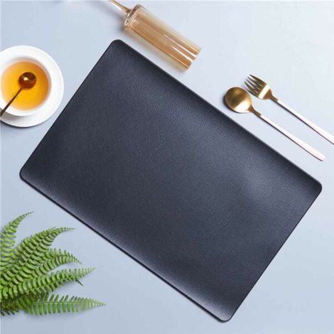Set de table en similicuir rectangulaire noir 43x30 43x30 cm (1/4)