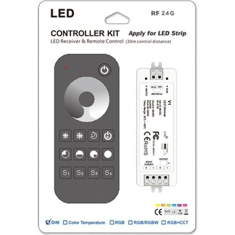 Kit Contrôleur LED Monocouleur RF 5-36V DC Max 8A avec Télécommande - Noir - SILAMP
