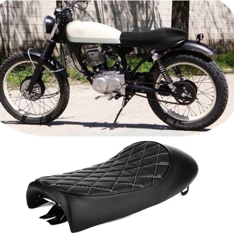 Vintage-Hump-Motorradsitz aus schwarzem PU-Leder für Honda CG125 Cafe Racer (1/5)