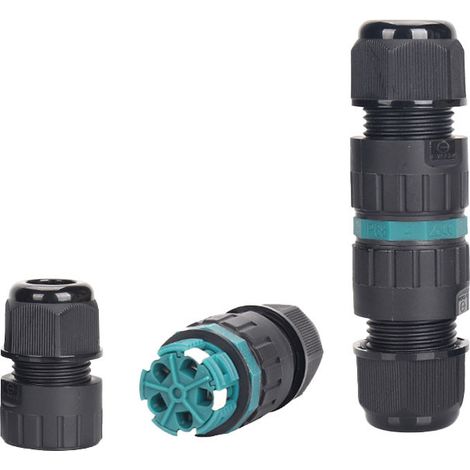 Raccord 2 câbles connecteur linéaire 5 pôles IP68 ARIC 52061 (1/2)