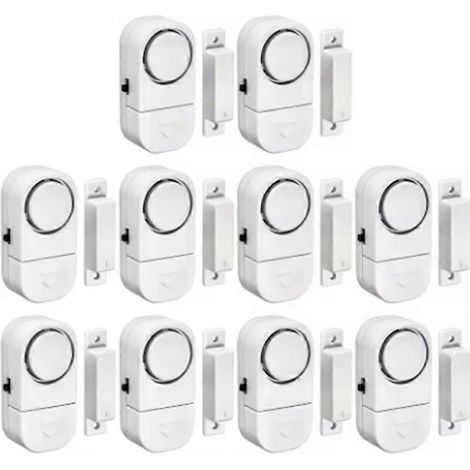 Alarme de sécurité sans fil 90 dB, capteur d'ouverture magnétique pour porte et fenêtre, lot de 10 (1/5)