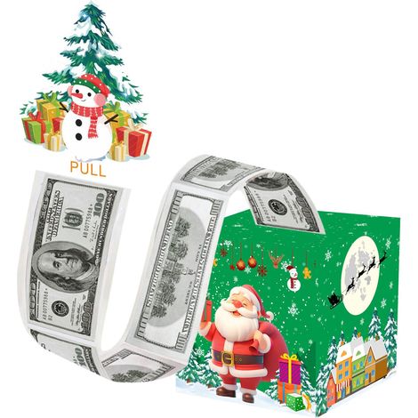 Tirelire de Noël pour cadeau en espèces, boîte cadeau surprise de Noël, boîte cadeau amusante à tirer de l'argent de la tirelire, tiroir à monnaie de Noël avec carte de sortie (style A)