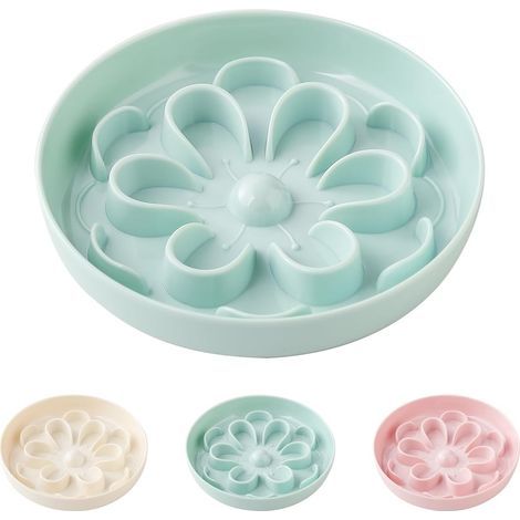 Gamelle Anti Glouton Chat Mélamine - Bol Florale pour Alimentation Lente avec Base Antidérapante - Gamelle Labyrinthe Anti Vomissement - Blanc (1/4)
