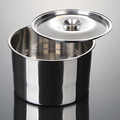 Réservoir de stockage d'huile en acier inoxydable, bol d'assaisonnement rond multifonctionnel et Durable avec couvercle pour la cuisine domestique (1/5)