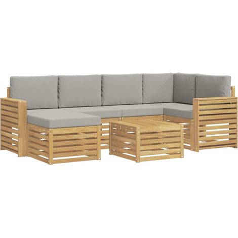 Outdoor Sofa Set 7 pcs White and Light Grey Polyester vidaXL (1/5)
