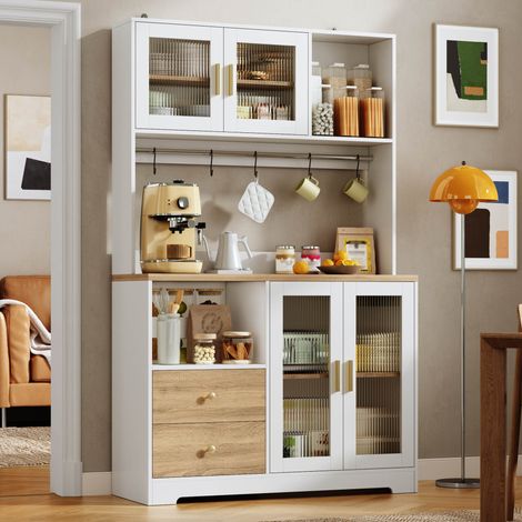 Mueble cocina alto con vitrina LED y enchufes 178 cm OKMYHOME (1/5)