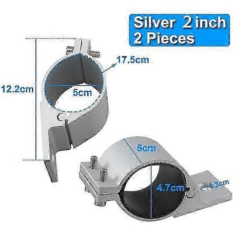 Support de fixation pour barre lumineuse LED, tube lumineux de travail, porte-bagages, arceau de sécurité, pare-chocs pour bateau, camion, quad, moto, vélo (2 pouces, argent) (1/5)
