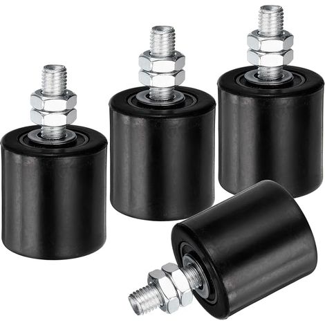 4pcs Galet Guide pour Portail Coulissant 48x50mm, M12 Roulette Nylon Guide au Sol pour Porte Grange Coulissante, Roue Universel avec Roulement à Billes Scellé pour Portail, Noir (1/5)