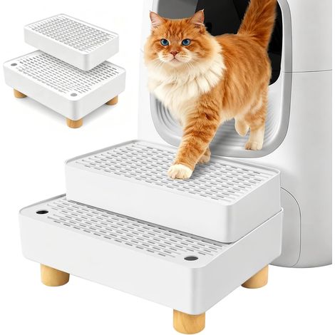 Rampe pour Bac à Litière: Rampe pour Litière pour Chat, Facile à Nettoyer Rampes pour Litière pour Chat Double Couche avec Fonction Filtre pour Les Chats De Petite Taille Et âgés (1/5)