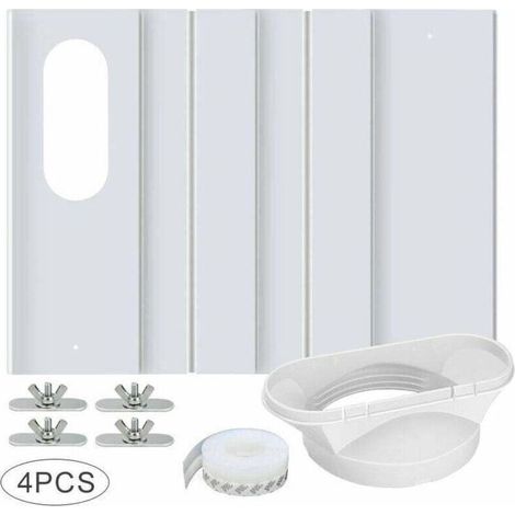 Kit de Fenêtre pour Climatiseur Portable, avec Coupleur Universel Panneau en PVC Renforcé Réglable Joint de Fenêtre Kit d'Aération de Fenêtre AC pour Coulissante pour 10cm Tuyau d'Échappement (1/4)