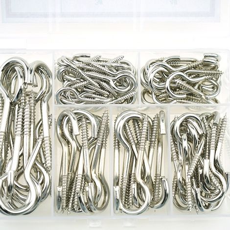 Lot de 115 crochets de plafond cuivrés, vis à bois avec boîte de rangement, 6 tailles. (1/5)