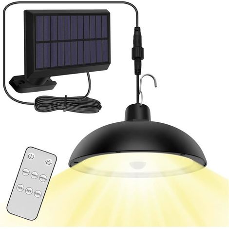 Lampe Solaire Extérieur, Double Tête IP65 éTanche Lustre Solaire avec Télécommande pour Jardin/Pergola/Balcon/Terrasse Label (1/4)