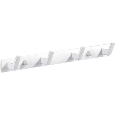 Porte Manteau Mural - 4 Crochets - Aluminium Spatial - Pour Salle De Bain Chambre Cuisine Entrée - Blanc - 35 cm