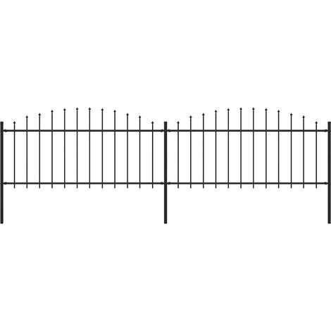 Clôture de jardin,Barrière de jardin,Portail de jardin à dessus en lance Acier (0,5-0,75)x3,4 m Noir CNENE636150 (1/5)