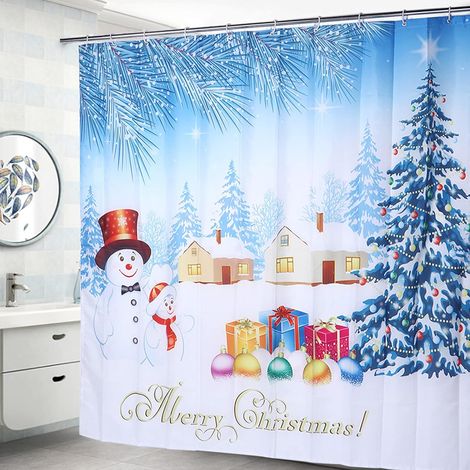 Waterproof Christmas Themed Shower Curtain for Home Bathroom