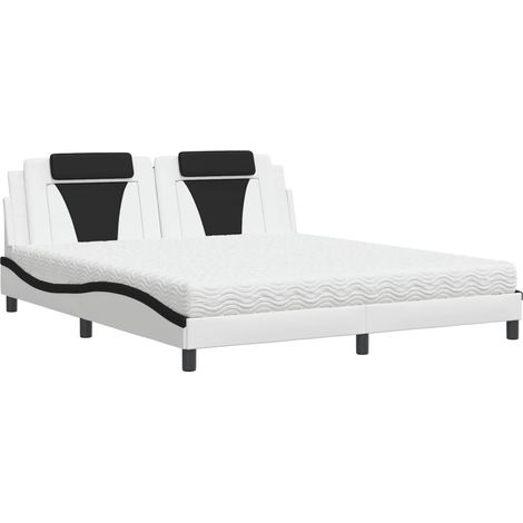 Maison Exclusive - Bett "Viana" mit Matratze Weiß und Schwarz 180 (1/5)