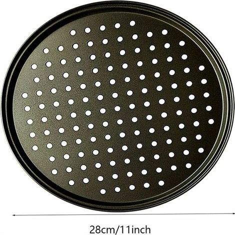 Punch Pizza Pan Acier Au Carbone Plat Four Perforé Multi-Usages Plaque à Pizzac Anti-adhérent Plaques à Pizza Utilisée pour Pâtisserie, La Pizza, Le Gâteau, Les Sandwichs, Saucisse, Galettes (1/4)