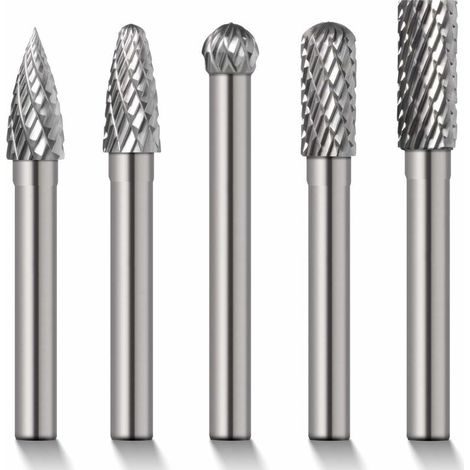 Set di 5 frese con testa di rettifica in acciaio al tungsteno, 610 mm, scatola rossa ADFG, testa di rettifica in acciaio al tungsteno