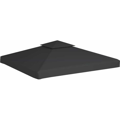 Recouvrement de remplacement d'auvent, Design moderne, Recouvrement pour Marquise, 310 g/m² 3x3 m Gris foncé OIB3305E (1/5)