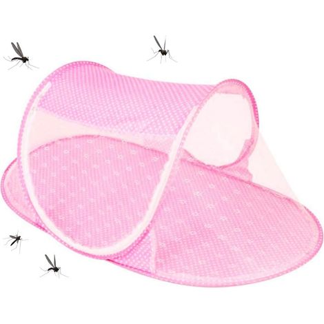Lit pliant de voyage portable avec moustiquaire (rose)