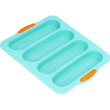 Moule à Baguette en Silicone Souple, 4 Rainures, Surface Lisse pour Cuisson Pain, Ustensile de Cuisine Vert