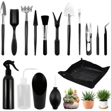 Set d’Outils Bonsai 16 Pièces, Kit Débutant Bonsai, Ensemble Outils Bonsai Starter, Outils de Jardin, Mini Outils de Jardin, Outils Bonsai pour Plantes d’Intérieur et Culture Professionnelle (1/5)