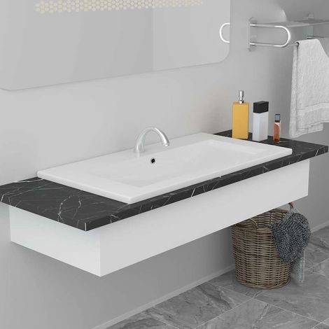Lavabo de bain-Vasque encastré 91 x 39,5 x 18,5 cm Céramique Blanc 826712 (1/5)