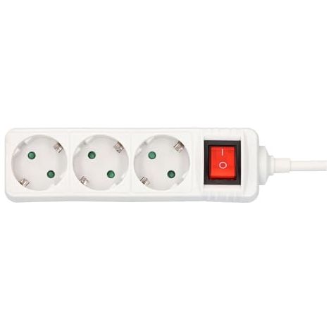 Multiprise Avec Interrupteur - 3 Prises Terre - Câble 1,4 M - Disposition À 45° - Blanc (1/5)