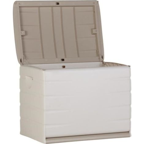 PLASTIKEN Coffre cadenassable avec roulettes - 190 L - Fonctionnel et esthétique - Beige