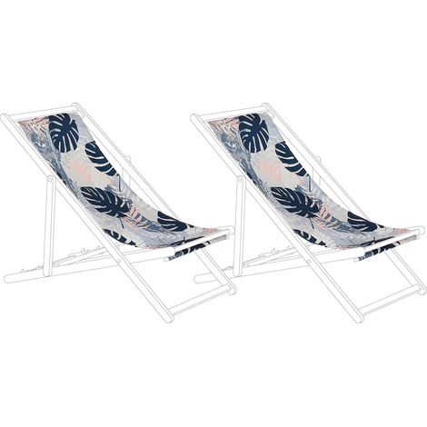 Conjunto de 2 telas de poliéster multicolor para tumbona de jardín patrón de hojas de palmera tropical moderno exterior Anzio / Avellino (1/5)