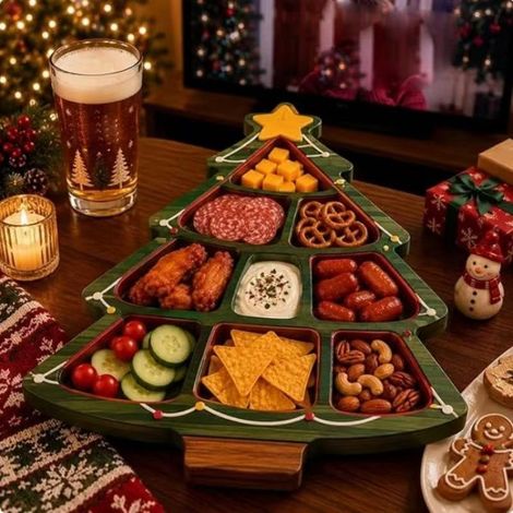 Servierplatte für Weihnachtssnacks – Unterteilte Festtags-Vorspeisenplatte – E –