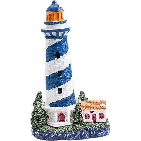 Lighthouse Figurine - Resin Decorative Sculpture - Indoor Home Office Living Room Shelf Decoration - 11.5 x 6 x 20 cm - 1 Piece (1/5)